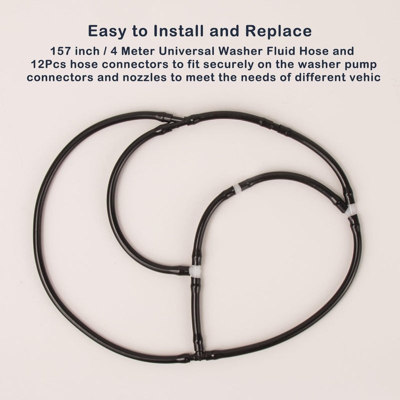 awave bloom Windshield Washer Hose Kit,includes 4 Meter Washer Fluid Hose and 12 Pcs Hose Connectors for Car Windshield Washer Nozzle Installation,10 Pcs Car windshield washer fluid Tablets - Image 3